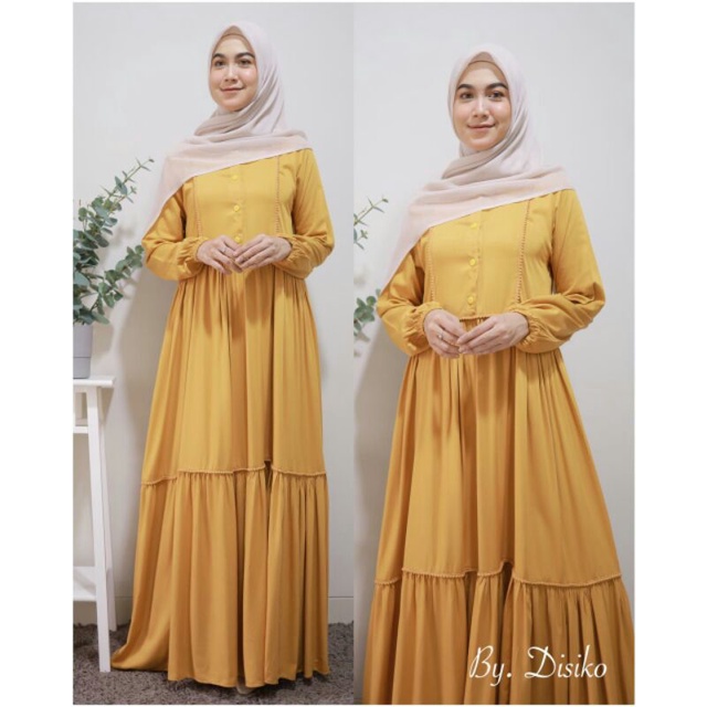 Zahira dress by disiko exclusive gamis syari bahan katun viscose ukuran m l xl new collection muslim