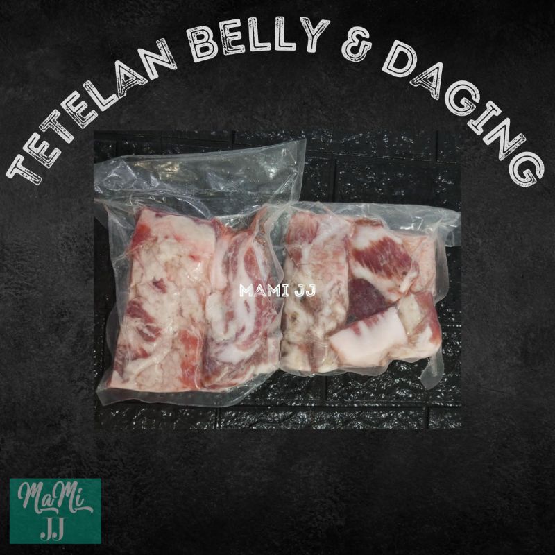 Tetelan Mix Daging & Belly Babi Bali/Pork Belly cut off