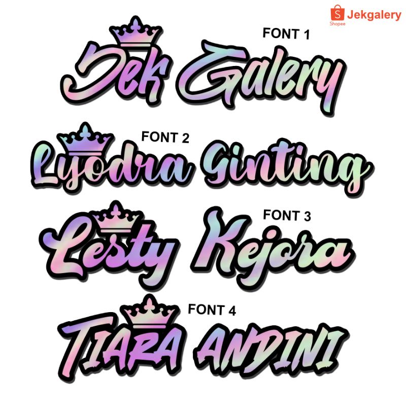 STIKER HOLOGRAM VIRAL MAHKOTA KING AND QUEEN. BISA CUSTOM NAMA.