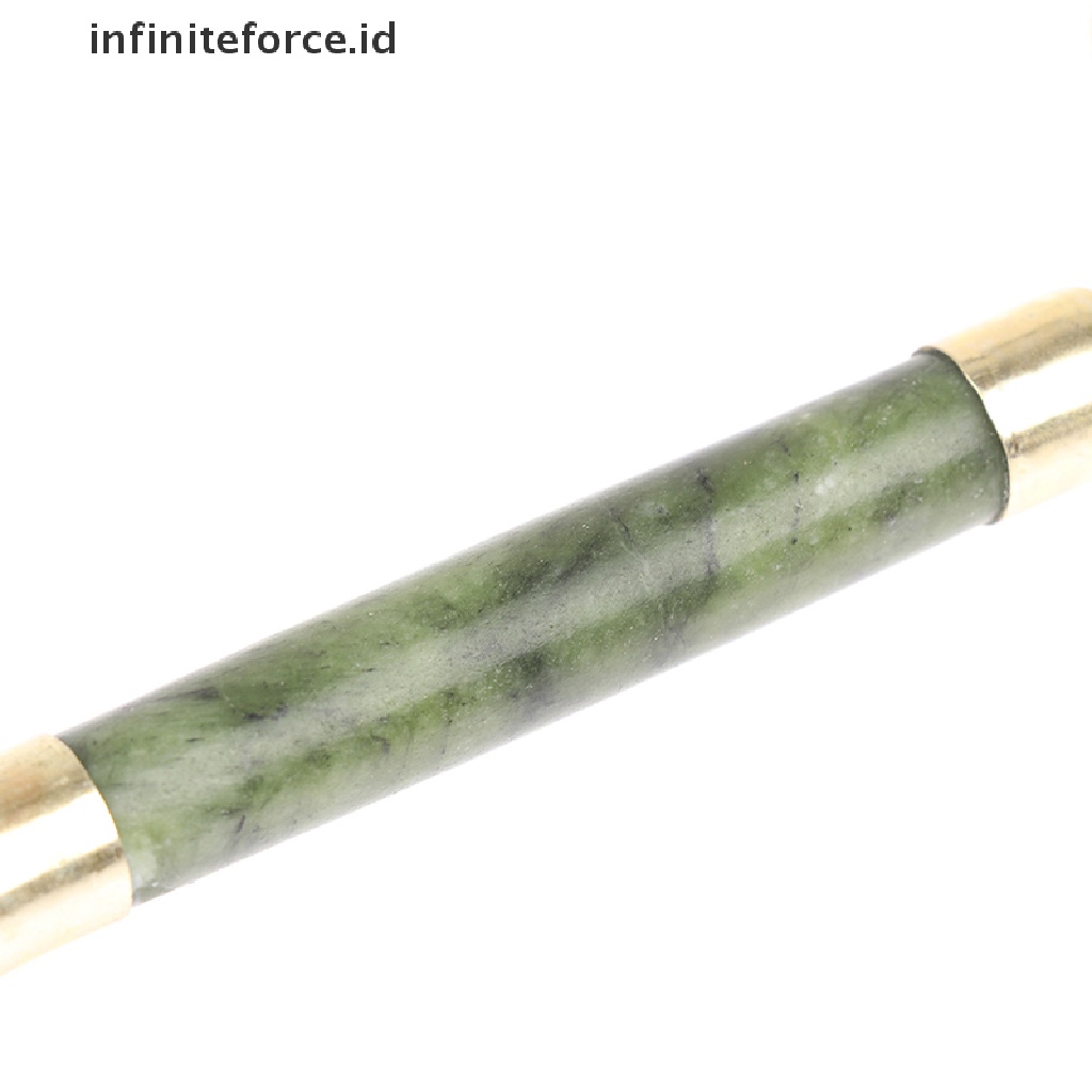 Infiniteforce.id Set Alat Pijat Roller Batu Giok Guasha Alami + Scraper Untuk SPA Wajah