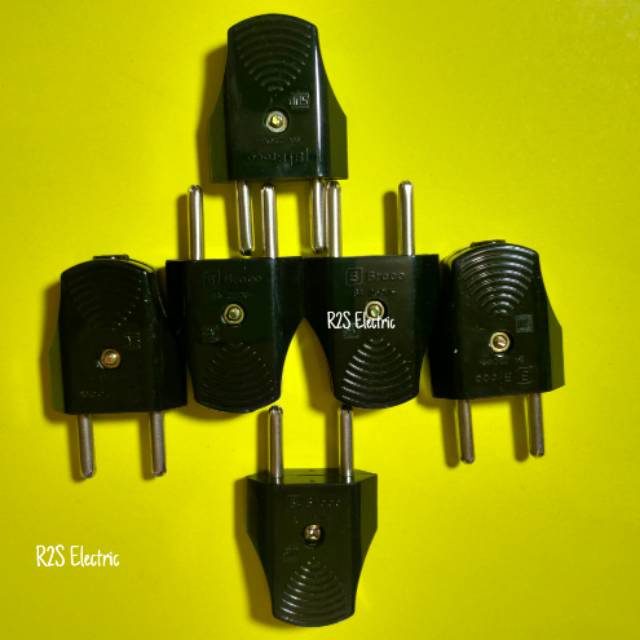 Broco Steker Gepeng Hitam / Steker Mini Broco / Two Pole Plug