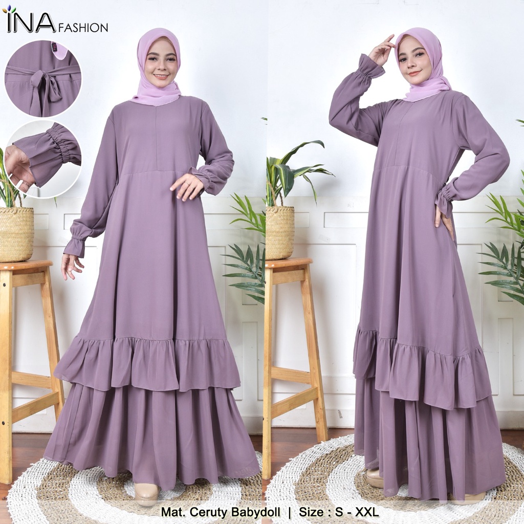 Gamis Dress bahan ceruty babydoll terbaru warna size lengkap