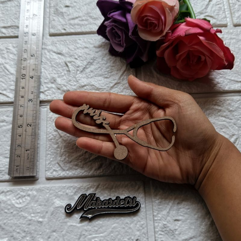 Stetoskop Nurse Bahan MDF Dekorasi Mahar Scrapbook