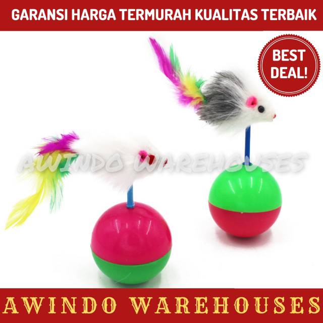 MAINAN KUCING BOLA KARET TIKUS GOYANG KUCING ANJING RATTLE PET TOYS DOG CAT