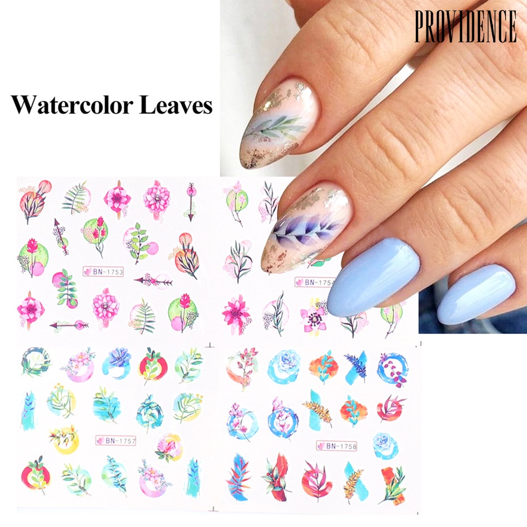 Providence Watercolor Nail Flower Sticker Various Patterns Ultra Thin Floral Leaf Transfer Slider Nail Foils for Manicure