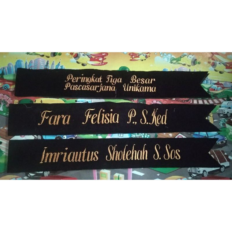 SELEMPANG WISUDA | GRADUATION SASH | BORDIR CUSTOM | tanpa pita 1hari jadi