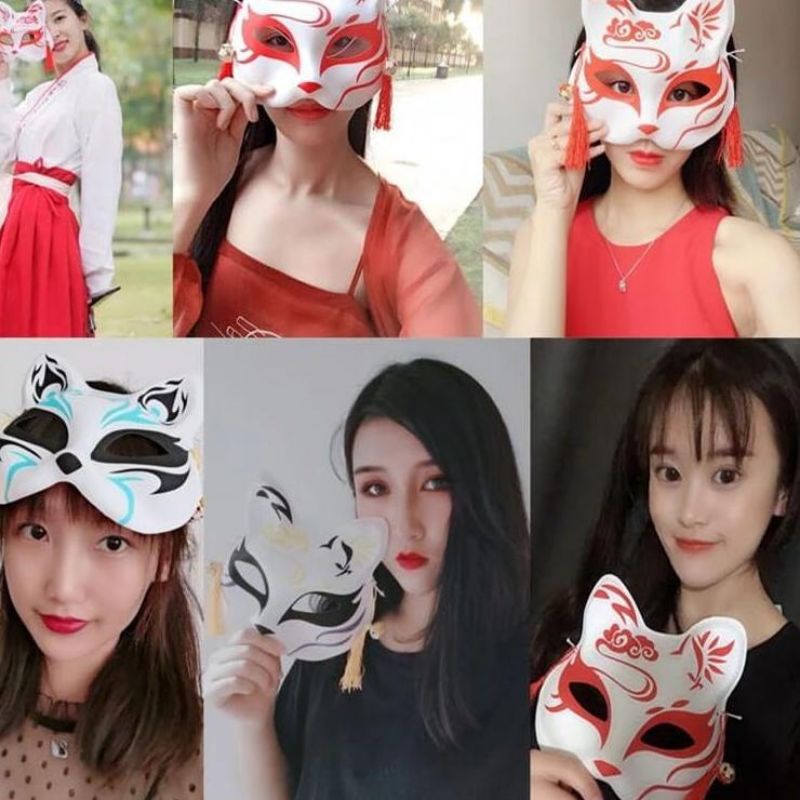 TOPENG KUCING COSPLAY KITSUNE FOX BUNKASAI JAPANESE FESTIVAL MASK COSPLAY