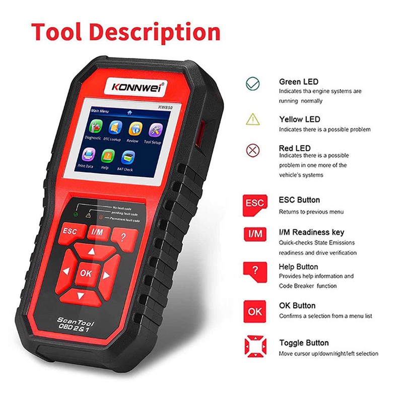 Original KW850 OBD2 CAN BUS Code Reader Scanner Multi-languages Full Function Auto Diagnostic Tool