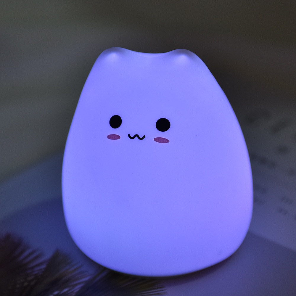 Lampu Tidur Little Cat LED RGB Light Model Cute Cat - LJC-124 - White