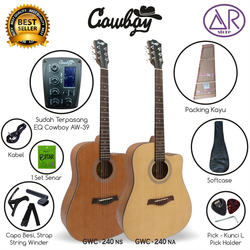 Gitar Akustik Elektrik Cowboy GWC-240 NA/NS Include EQ Cowboy AW-39 Original