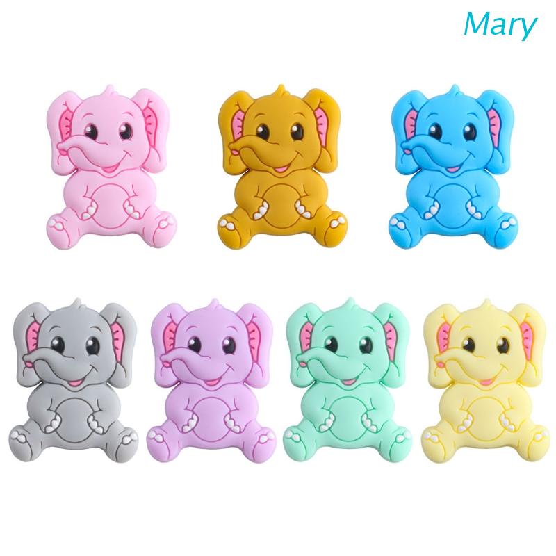 Mary 5pcs / Pak Mainan Teether Bentuk Gajah Kartun Bahan Silikon Untuk Bayi