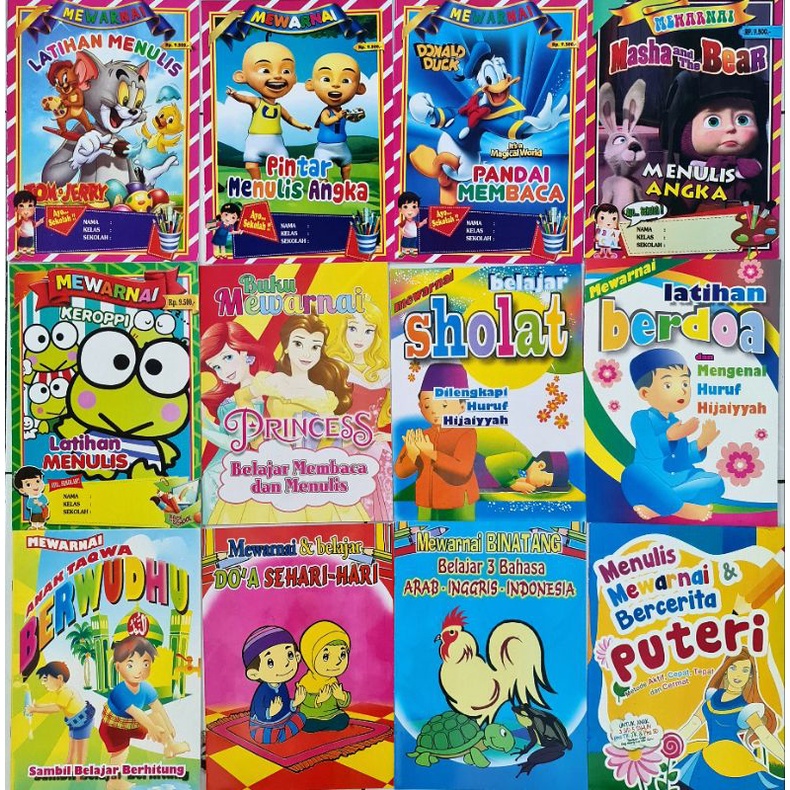 BUKU MEWARNAI MOTIF ANAK CEWEK UKURAN BESAR ( 29 X 21 CM ) KERTAS HVS