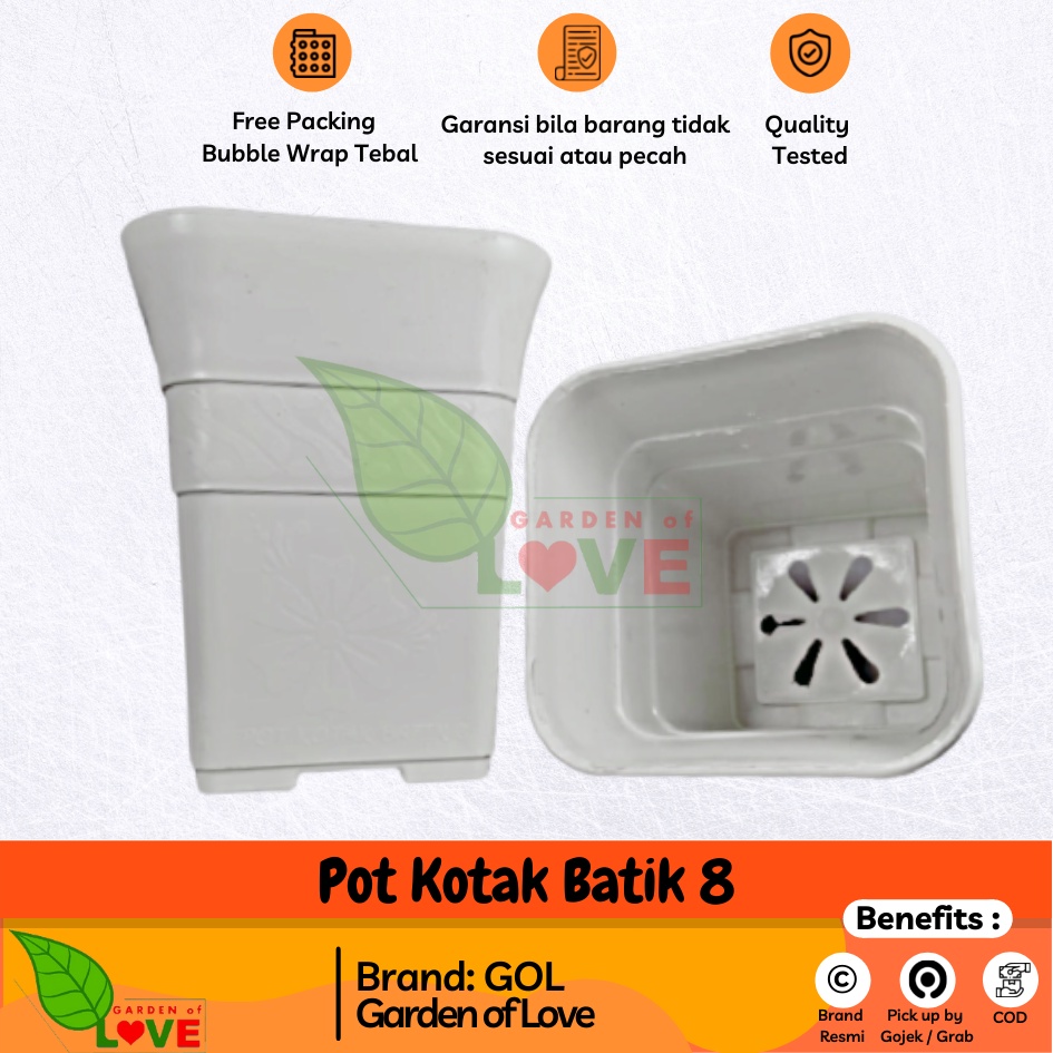 Pot Kotak Kecil BATIK 8 cm Putih By Garden Of Love Pot Kotak Tinggi Kecil 8 Cm Nkt Putih Hitam Pot K