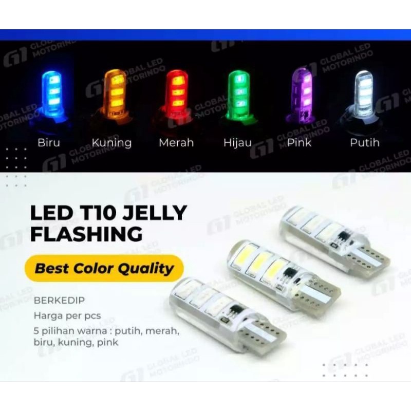 bholam sen colok jelly flash kedip 6led lampu sen T10 6LED motor mobil Sen warna variasi sen jelly universal harga sepasang kiri kanan