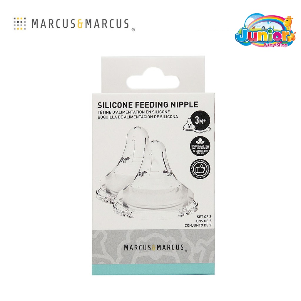 Marcus&amp;Marcus Silicone Feeding Nipple Replacement For PPSU Bottle Set of 2