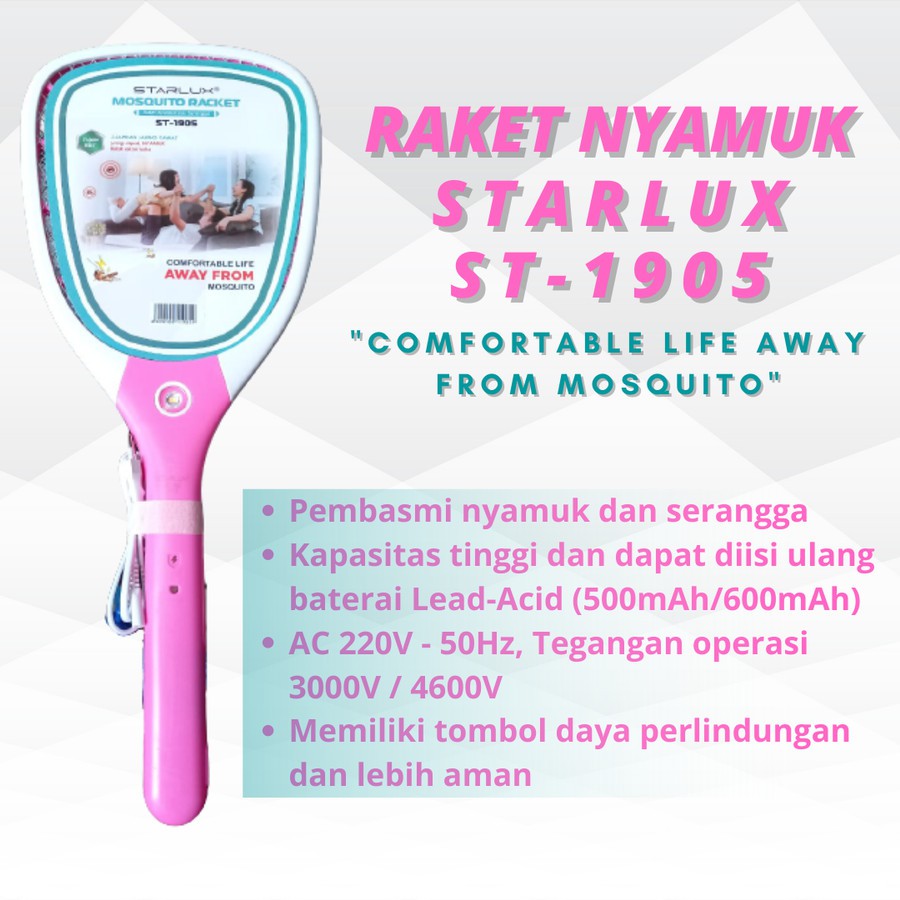 RAKET NYAMUK MOSQUITO STARLUX ST-1905 RECHARGEABLE PEMBASMI SERANGGA