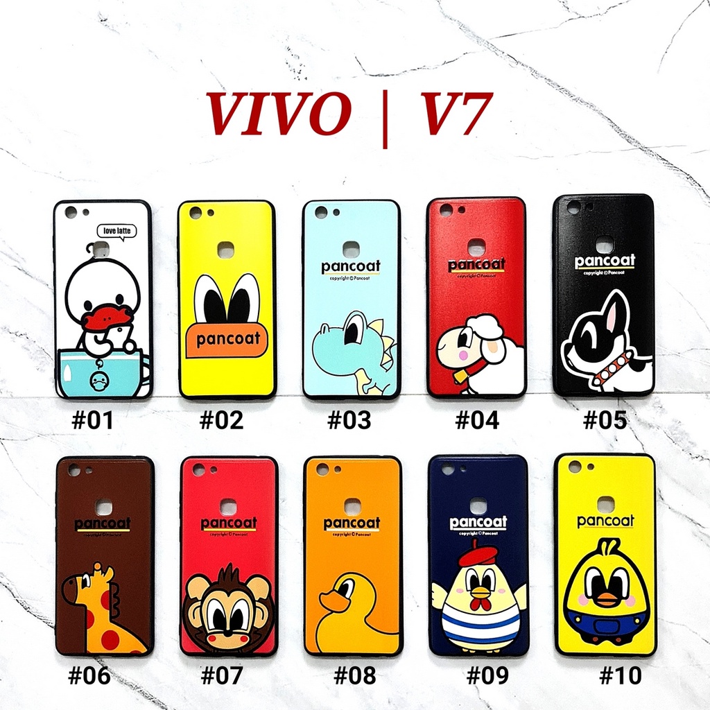 [ BUY 1 GET 1 FREE ] FPT - VIVO V7 V9 Y71 Y83 | PANCOAT Soft Hard Case Emboss UV Glossy Cartoon