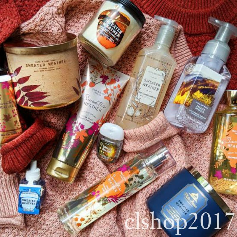 BATH AND BODY WORKS BBW SWEATER WEATHER SERIES MIST LOTION SHOWER GEL BODY CREAM HAND CREAM SHOWER GEL BODY CREAM LOTION MIST WASH WALLFLOWER ROOMSPRAY SCENTPORTABLE GENTLE GEL DEEP CLEANSING GENTLE FOAMING CREAMY LUXE