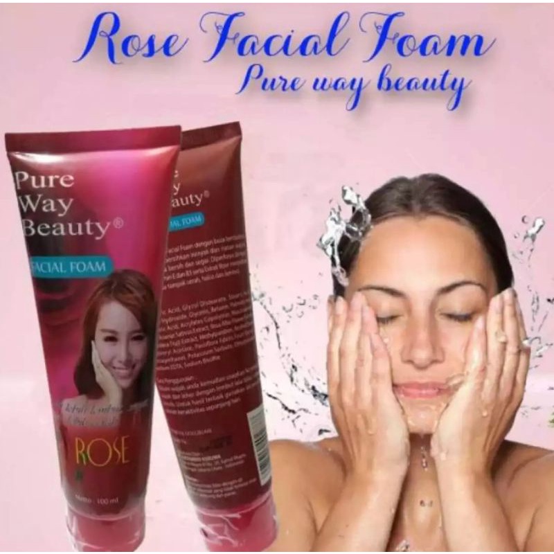 PURE WAY BEAUTY FACIAL FOAM ORIGINAL BPOM 100ML - FACIAL FOAM ROSE PURE WAY BEAUTY