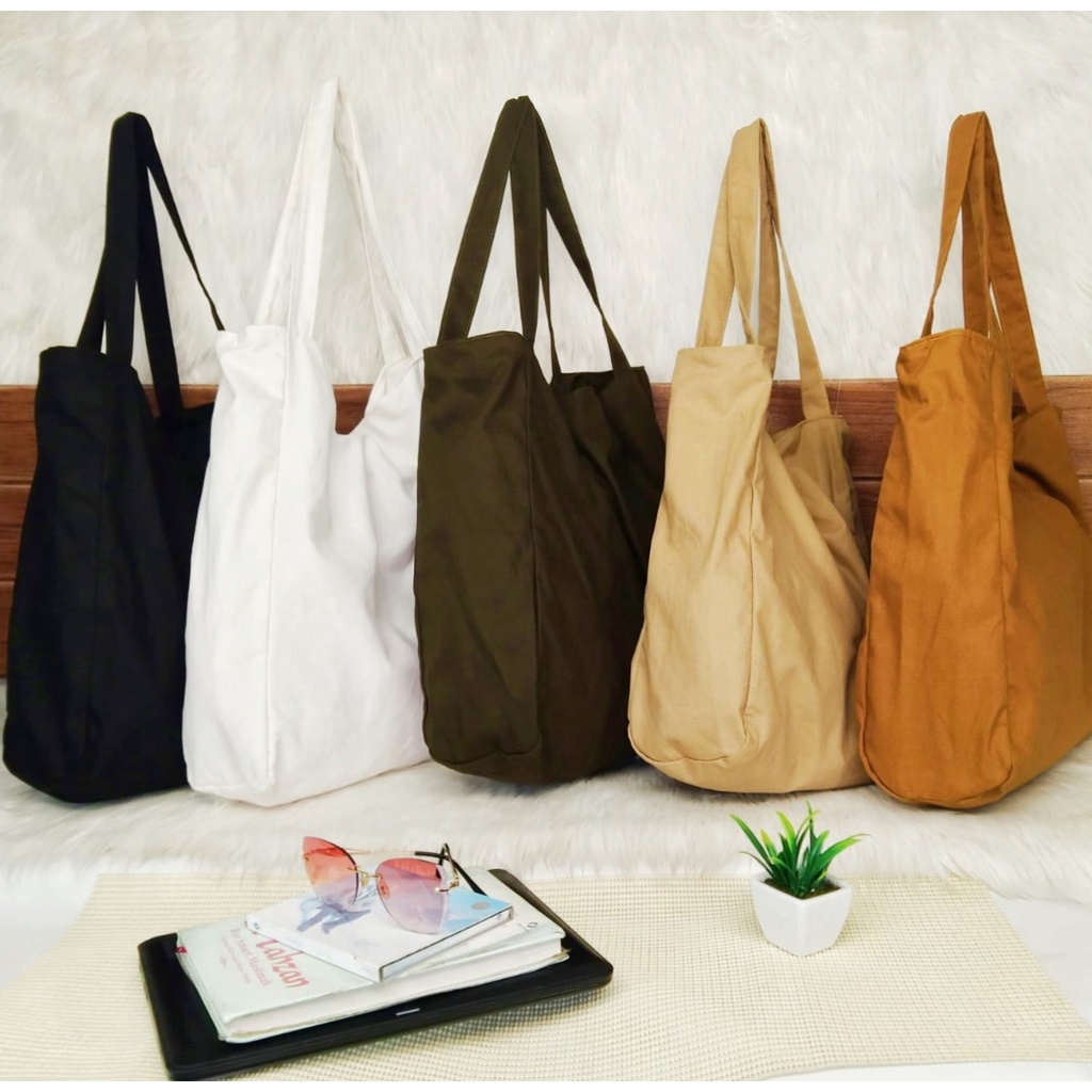 NUDIE BAG/TOTEBAG CANVAS BESAR POLOS SUEDING TEBAL LEMBUT MODEL TAS BAGGY BISA COD DAN CUSTOM SABLON