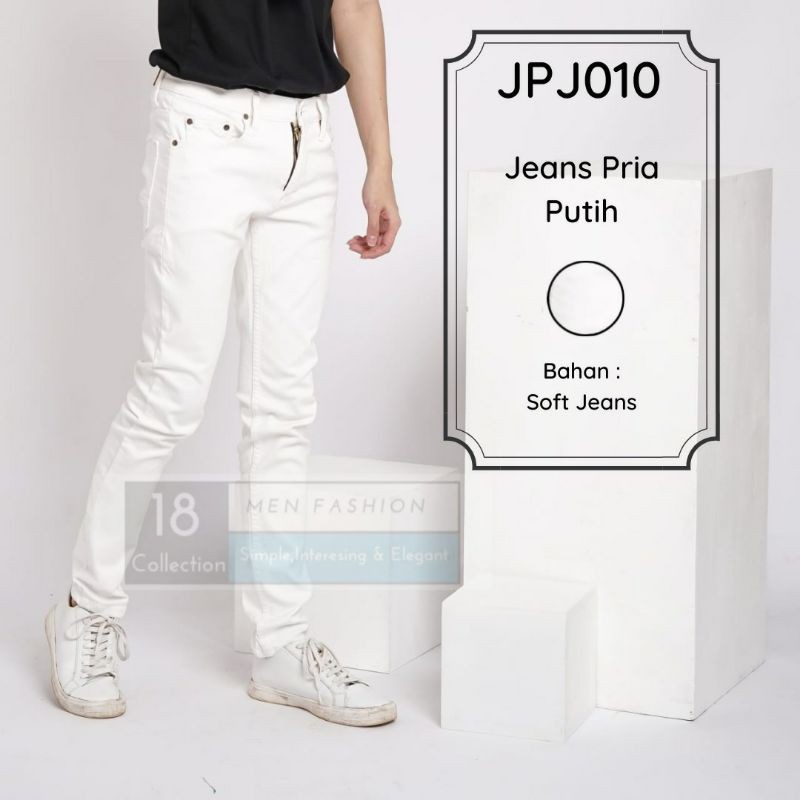 Super White soft Jeans / Celana jeans pria putih murah berkualitas PREMIUM