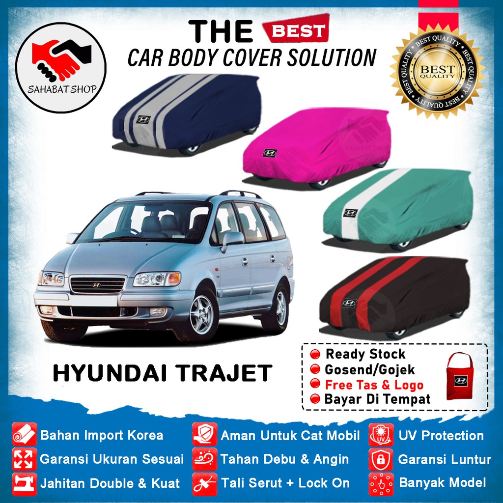 Sahabat Body Cover Mobil Trajet / Sarung Penutup Hyundai Trajet Outdoor 1999 2000 2001 2002 2003 2004 2005 2006 2007 2008 / Selimut Tutup Kerudung Pelindung Mantel Kerodong Mantol Kelambu Terpal Pembungkus Mobil Trajet Waterproof Anti Air Model Biru