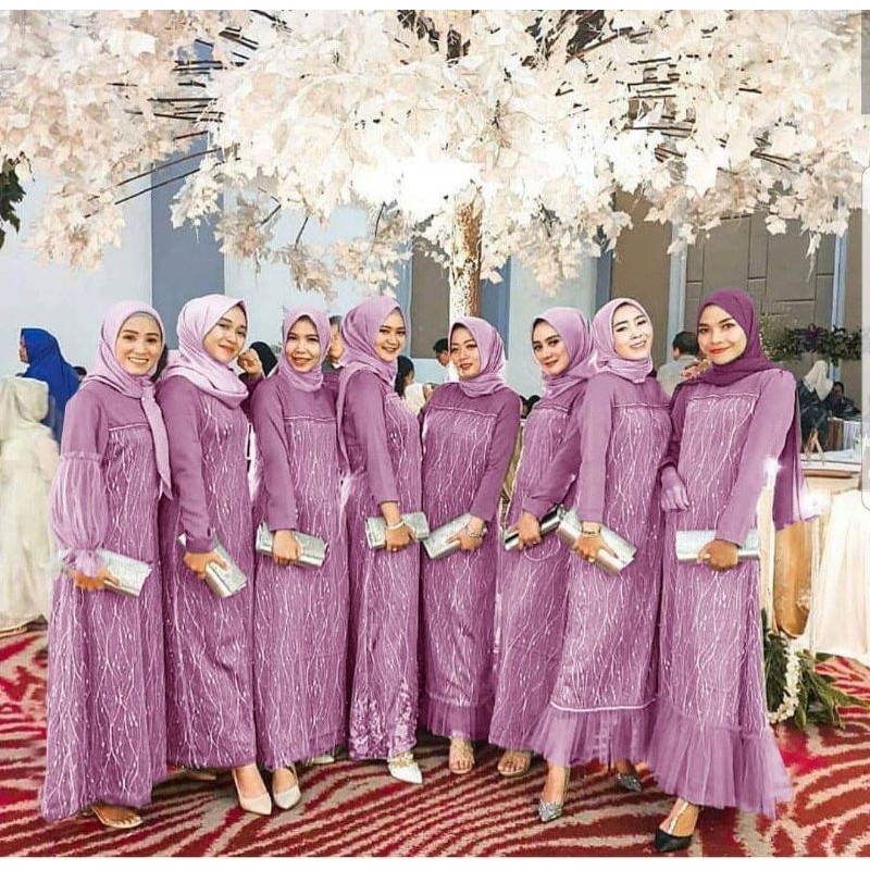 Baju Gamis Muslim Terbaru 2021 Model Baju Pesta Wanita Kekinian Bahan Kekinian Gaun Fashion Muslim Shopee Indonesia