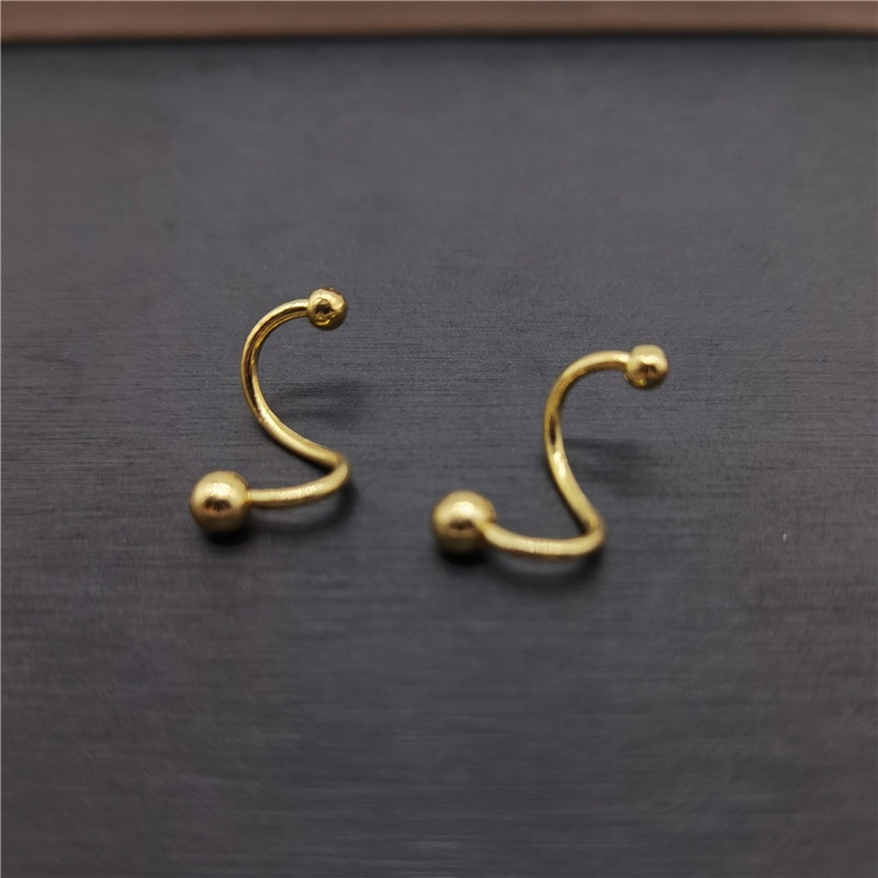 1 Pasang Anting-Anting Sederhana Baru Kepribadian Wanita Minoritas Double Spiral Ear Studs Sri