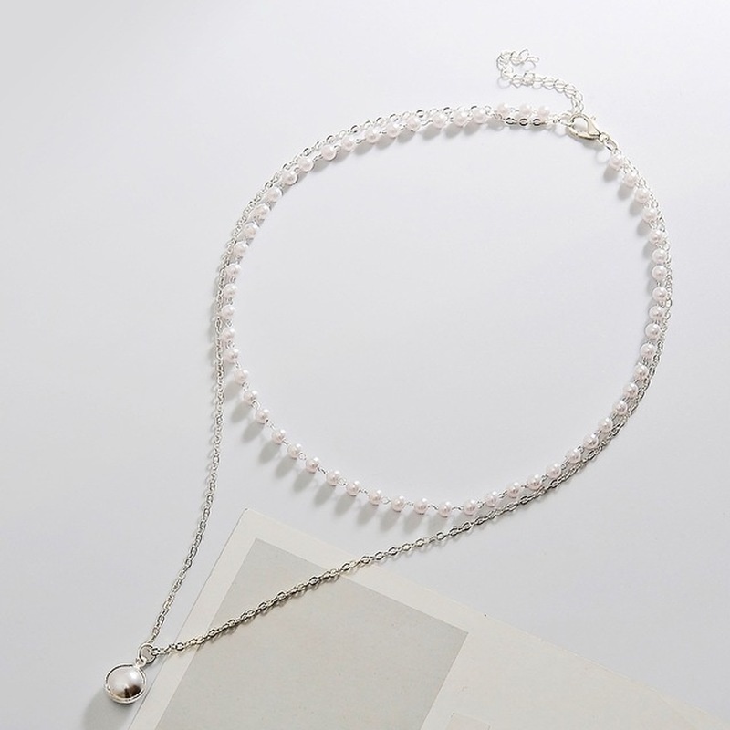 【Buy 1 Get 1 Free】Korean Double Pearl Pendant Necklace Bracelet Women's Fashion Jewelry Accessories Gifts