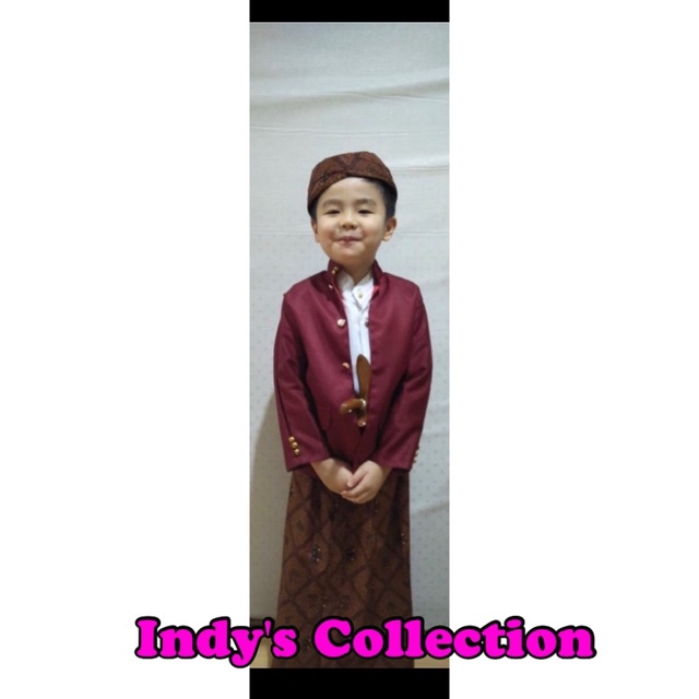 sewa baju adat blankon jawa maroon anak laki