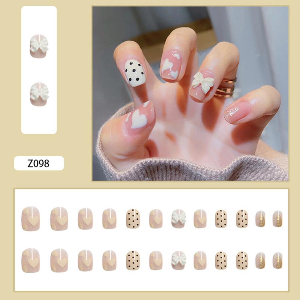 Timekey 24pcs / set Kuku Palsu Bisa Dilepas Untuk Aksesoris Nail Art / Manicure A3K2