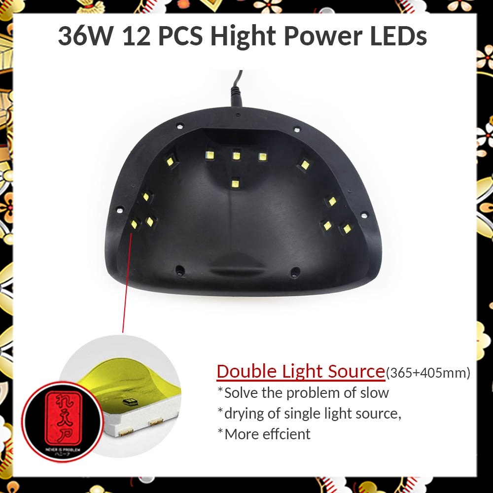 Pengering Kutek Kuku UV LED Nail Dryer 36W - 9C - White