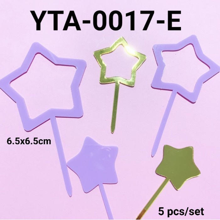 

GR-YTA-0017 CAKE TOPPER AKRILIK BINTANG PUTIH PINK UNGU BIRU HITAM GRATIS ONGKIR