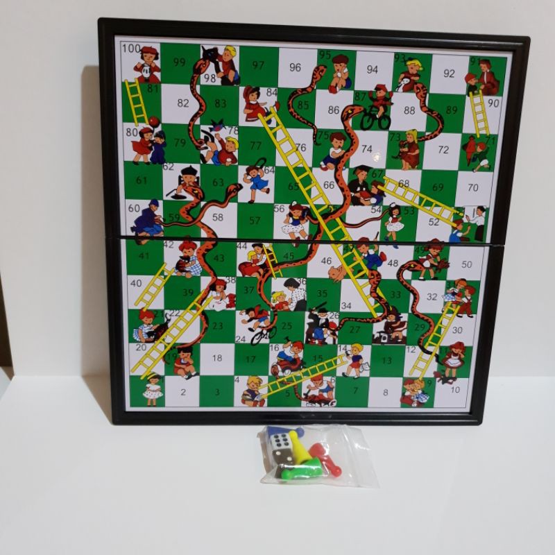 Mainan Game Board Ular Tangga Snake & Ladder Magnetic hijau wjstore99