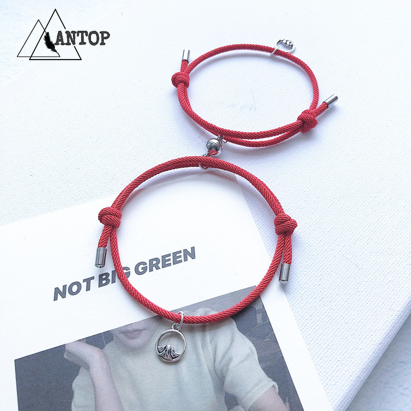 2PCS Pair（1-pasang）gelang couple magnet Gelang kapel pasangan bracelet persahabatan hitam wanita dan pria gelang inisial