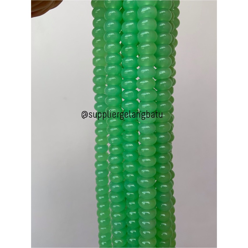 batu rondelle green cat eyes 5 x 10mm spacer pembatas tasbih akik