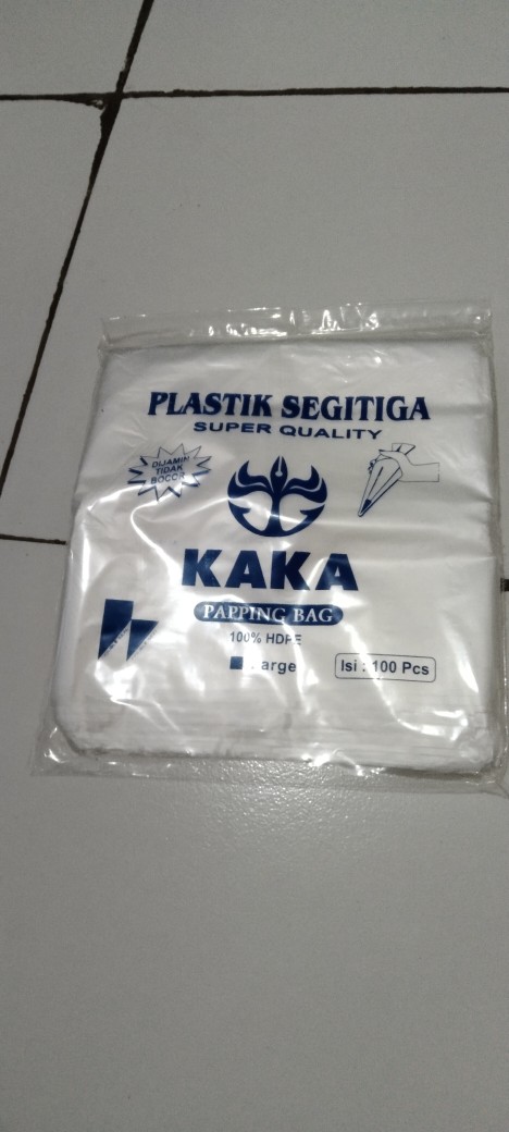 Plastik Segitiga Ukuran Besar/ Papping Bag Merk Kaka Isi 100 Pcs Double Seal