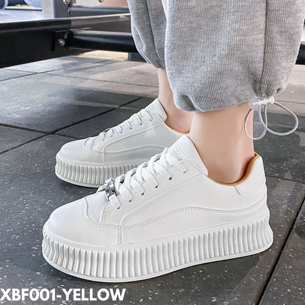 SEPATU SNEAKERS WANITA BERTALI SOLE TINGGI ELEGANT CLASSIC WHITE BAHAN PU IMPORT BF001