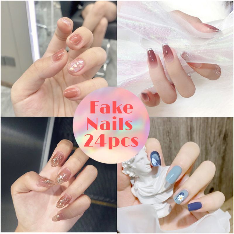 KUKU PALSU FAKE NAILS ISI 24PCS 2D