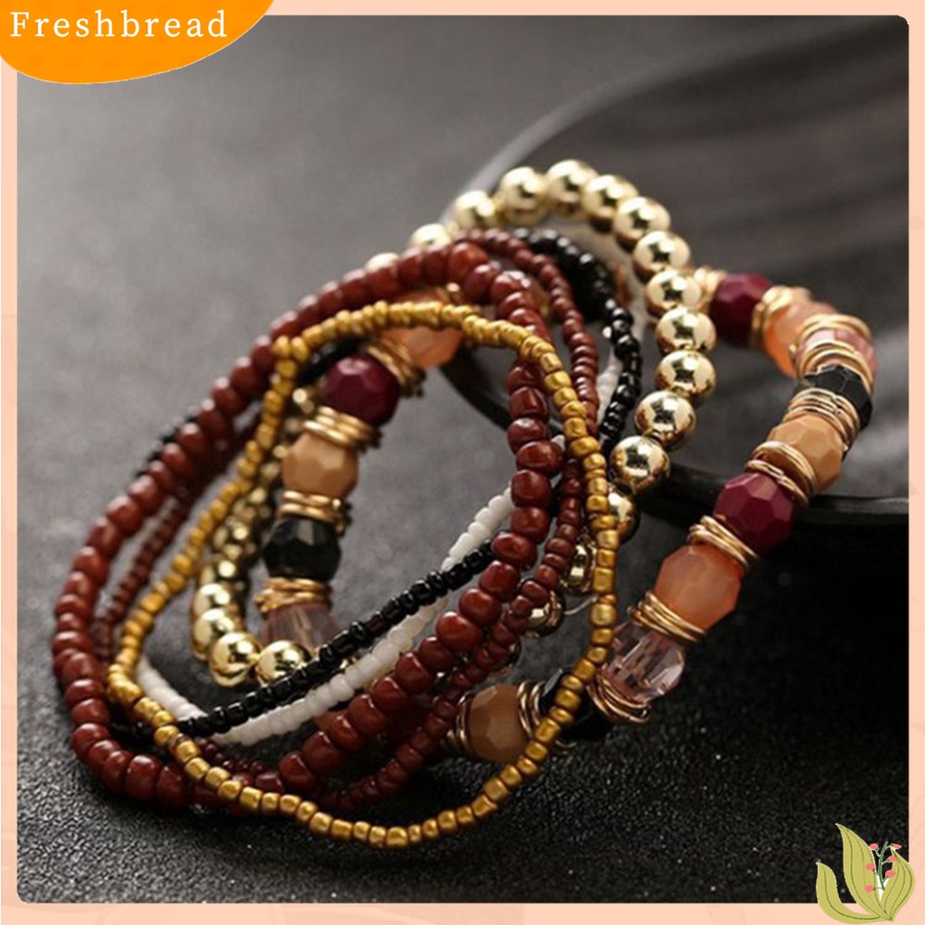 [TERLARIS]7Pcs/Set Women Boho Bohemian Mix Style Multilayer Elastic Beaded Bracelets for Banquet Party