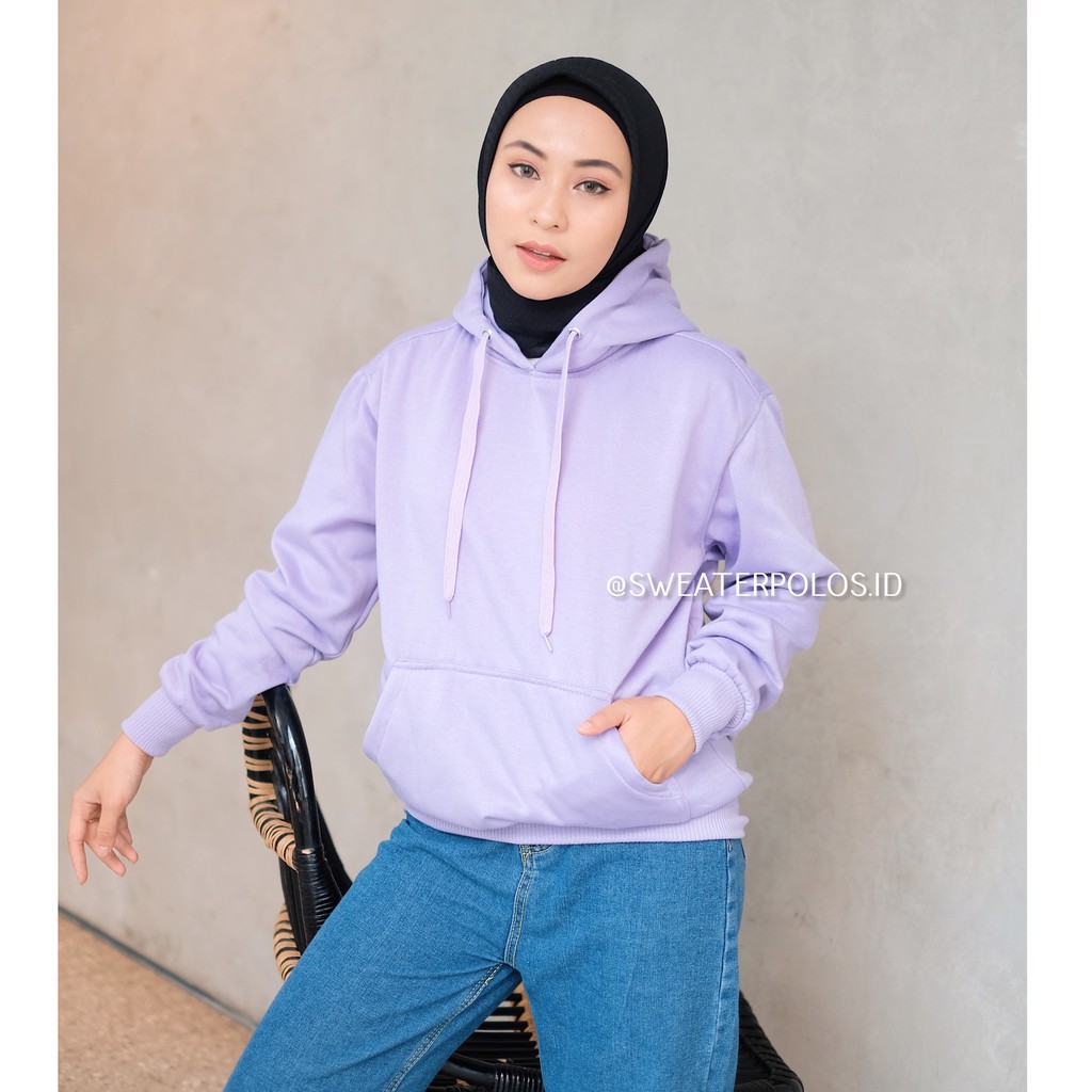 SWEATERPOLOS JAKET HOODIE JUMPER UNGU MUDA WANITA XXS - XXXL POLOS