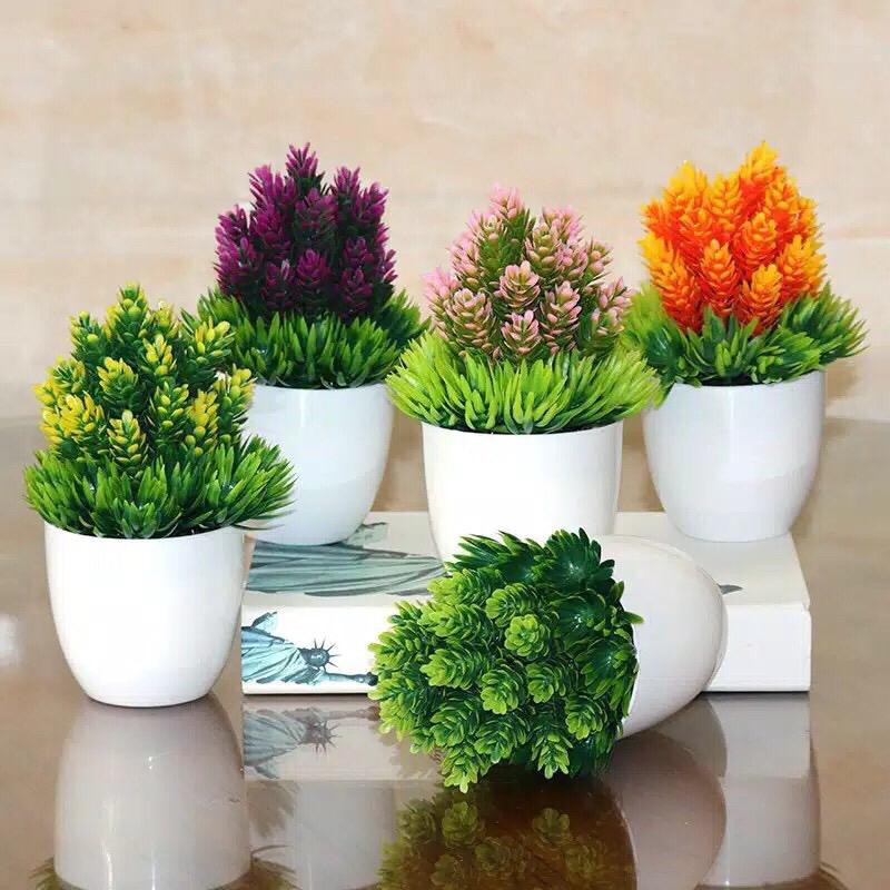 Grosir - 439 Ornamen Tanaman Pohon Bonsai Artificial Flower Decoration Pot Bunga Hias Dekorasi Meja