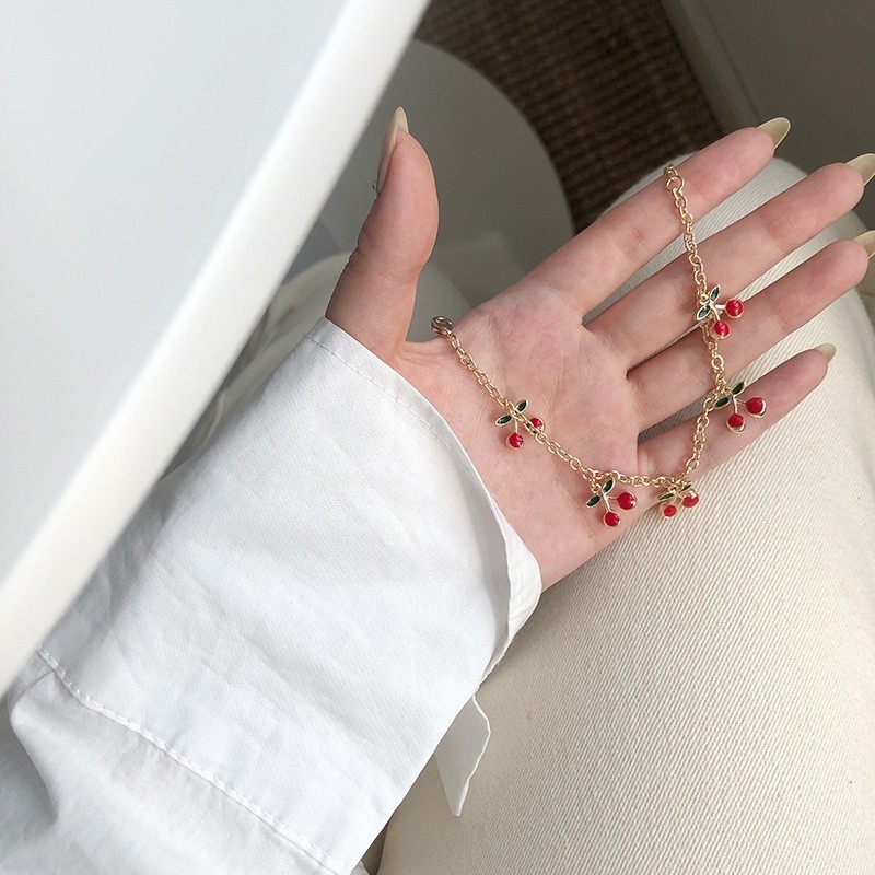 2020 Gelang Tangan Rantai Adjustable Dengan Liontin Buah Ceri Untuk Wanita