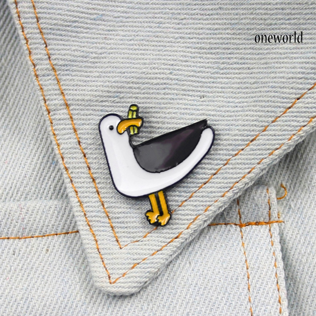 OW@ Collar Badge Pigeon Shape Not Easy Fall Off Alloy Enamel Brooch for Kids