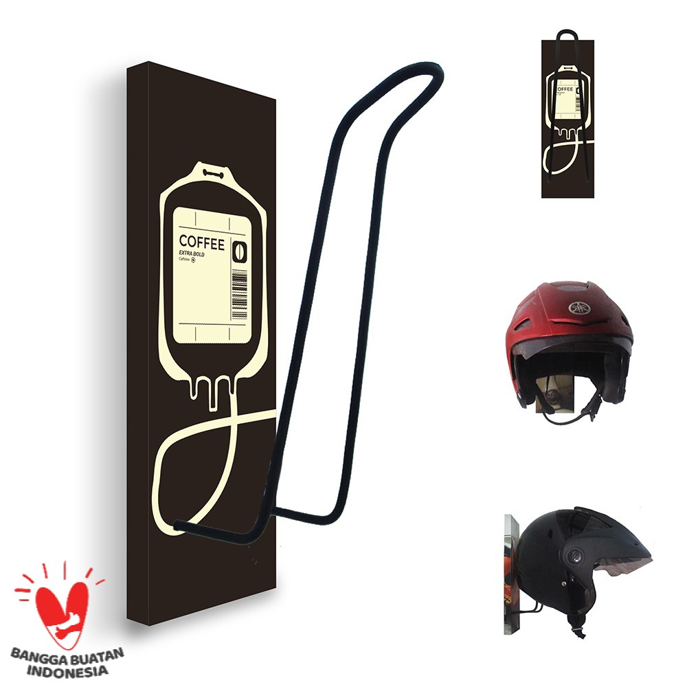 GANTUNGAN HELM - TEMPAT HELM - RAK HELM MOTOR - COFFEE 106