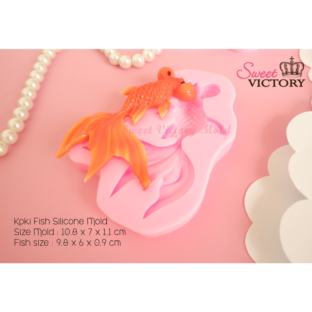 Cetakan silikon ikan koki untuk fondant puding jelly coklat