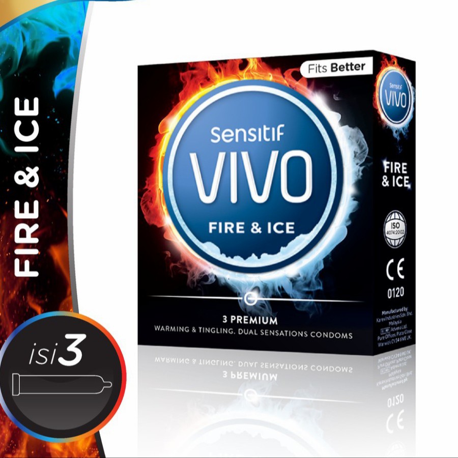 Kondom Vivo Fire &amp; Ice - Sensitif Sensasi hangat dan dingin