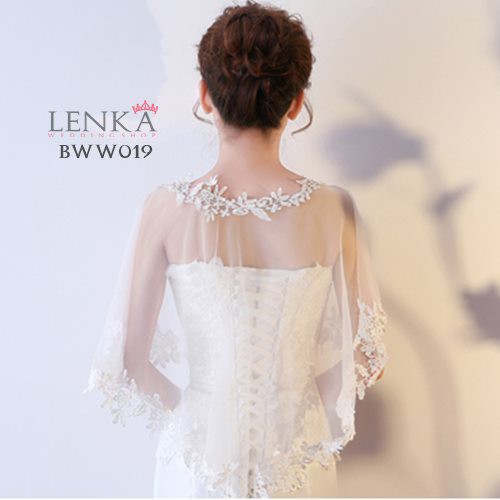 [READY STOCK] BOLERO BROKAT BRIDAL PENGANTIN PESTA WANITA PUTIH BWW019