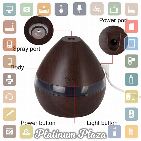 Taffware Air Humidifier Aromatherapy Oil Diffuser Wood Design 300ml - Humi H218 - Wooden`2MYQLD-