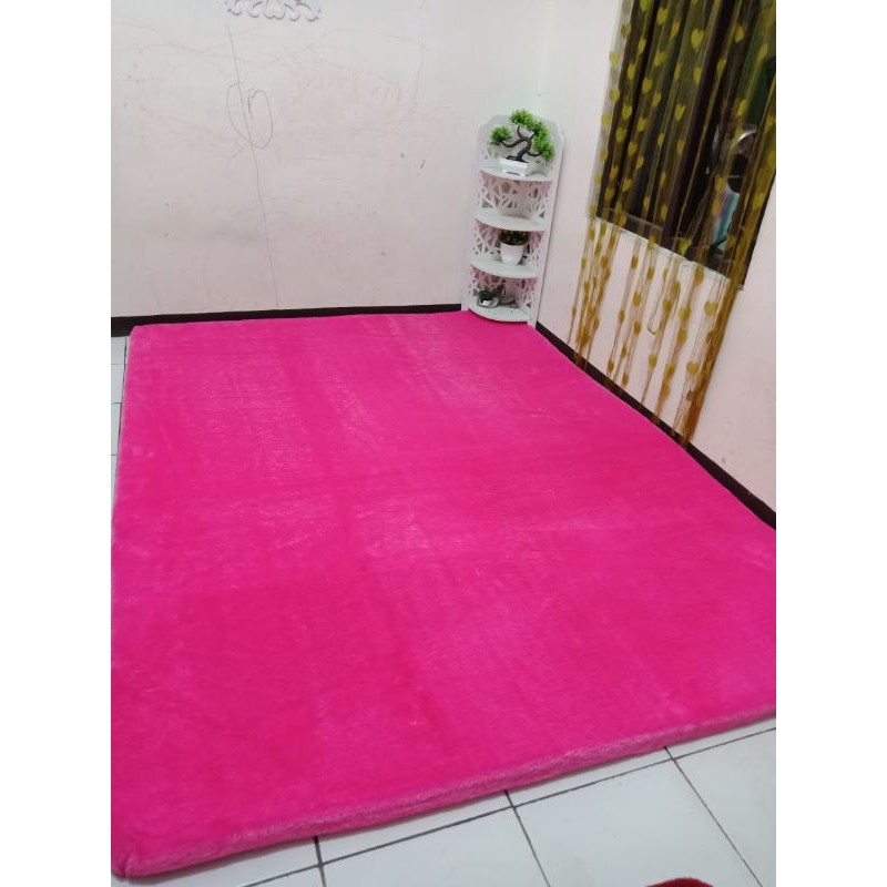 SURPET RASFUR KASUR BUSA KASUR BULU KARPET RASFUR KASUR RASFUR POLOS PINK FANTA 150x200CM